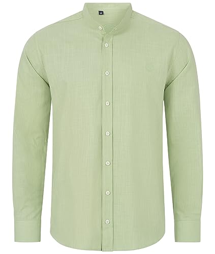 Indumentum Herren Hemd Leinen-Optik Sommer Hemd Herrenhemd Krangelos Leinenhemd Shirt Männer Hemden H-321 Grün 5XL von Indumentum