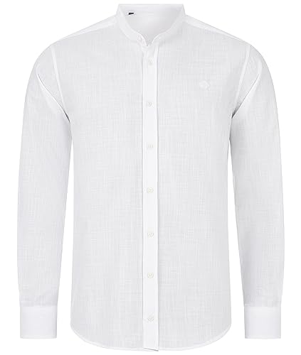 Indumentum Herren Hemd Leinen-Optik Sommer Hemd Herrenhemd Krangelos Leinenhemd Shirt Männer Hemden H-321 Weiß 3XL von Indumentum