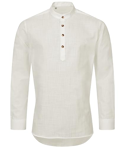 Indumentum Herren Hemd Schlupfhemd Leinenhemd Hemden Langarm Hemd Regular Fit Herrenhemd Basic Sommerhemd Männer Hemd Shirt H-346 Sand M von Indumentum