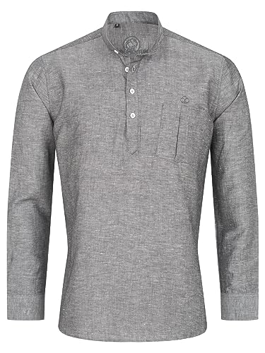 Indumentum Herren Hemd Schlupfhemd Leinenhemd Hemden Langarm Hemd Regular Fit Herrenhemd Basic Sommerhemd Männer Hemd Shirt H-348 Grau 2XL von Indumentum