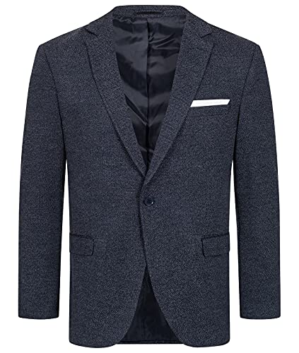 Indumentum Herren Sakko Blazer Sportlich Jacke Jackett Slim Fit Herrensakko Übergangsjacke Herrenblazer Anzugjacke IJS-101 Dunkelblau 2XL von Indumentum