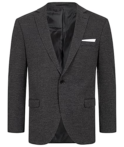 Indumentum Herren Sakko Blazer Sportlich Jacke Jackett Slim Fit Herrensakko Übergangsjacke Herrenblazer Anzugjacke IJS-101 Schwarz 2XL von Indumentum