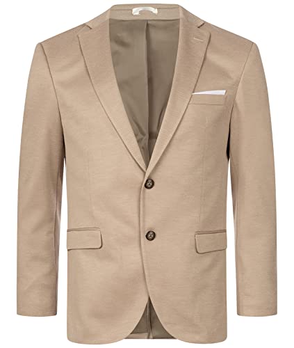 Indumentum Herren Sakko Blazer Sportlich Jacke Jackett Slim Fit Herrensakko Übergangsjacke Herrenblazer Anzugjacke IJS-102 Dunkelbeige 3XL von Indumentum