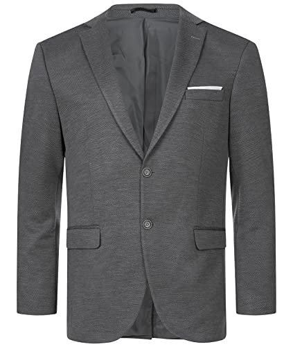 Indumentum Herren Sakko Blazer Sportlich Jacke Jackett Slim Fit Herrensakko Übergangsjacke Herrenblazer Anzugjacke IJS-102 Grau 2XL von Indumentum