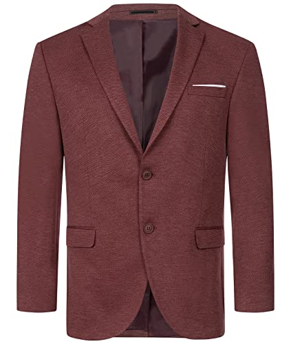 Indumentum Herren Sakko Blazer Sportlich Jacke Jackett Slim Fit Herrensakko Übergangsjacke Herrenblazer Anzugjacke IJS-102 Weinrot 2XL von Indumentum