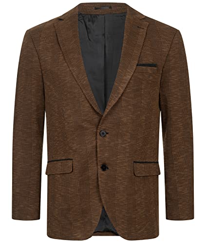 Indumentum Herren Sakko Blazer Sportlich Jacke Jackett Slim Fit Herrensakko Übergangsjacke Herrenblazer Anzugjacke Kariertes Sakko IJS-104 Braun L von Indumentum