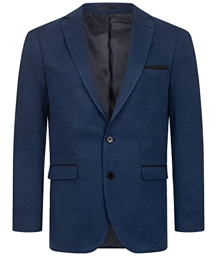 Indumentum Herren Sakko Blazer Sportlich Jacke Jackett Slim Fit Herrensakko Übergangsjacke Herrenblazer Anzugjacke Kariertes Sakko IJS-104 Dunkelblau L von Indumentum