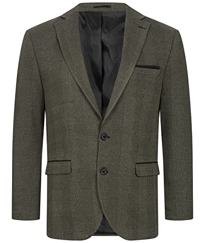 Indumentum Herren Sakko Blazer Sportlich Jacke Jackett Slim Fit Herrensakko Übergangsjacke Herrenblazer Anzugjacke Kariertes Sakko IJS-104 Dunkelgrün 2XL von Indumentum