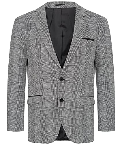 Indumentum Herren Sakko Blazer Sportlich Jacke Jackett Slim Fit Herrensakko Übergangsjacke Herrenblazer Anzugjacke Kariertes Sakko IJS-104 Schwarz M von Indumentum