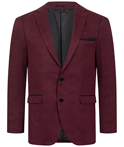 Indumentum Herren Sakko Blazer Sportlich Jacke Jackett Slim Fit Herrensakko Übergangsjacke Herrenblazer Anzugjacke Kariertes Sakko IJS-104 Weinrot 2XL von Indumentum