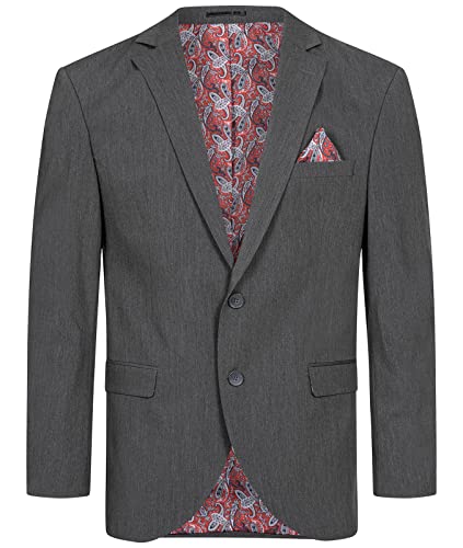 Indumentum Herren Sakko Blazer Sportlich Jacke Jackett Slim Fit Herrensakko Übergangsjacke Herrenblazer Anzugjacke Paisleymuster IJS-103 Dunkelgrau XL von Indumentum