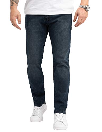 Indumentum Jeans Herren Regular Fit Hose Männer Jeans Hosen Herrenjeans Denim Herrenhose Mens Pant Herrenhose Used-Look Dunkelblau IR-505 W31 L32 von Indumentum