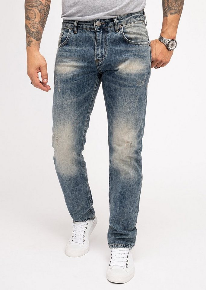 Indumentum Regular-fit-Jeans Herren Jeans Stonewashed Blau IR-500 von Indumentum