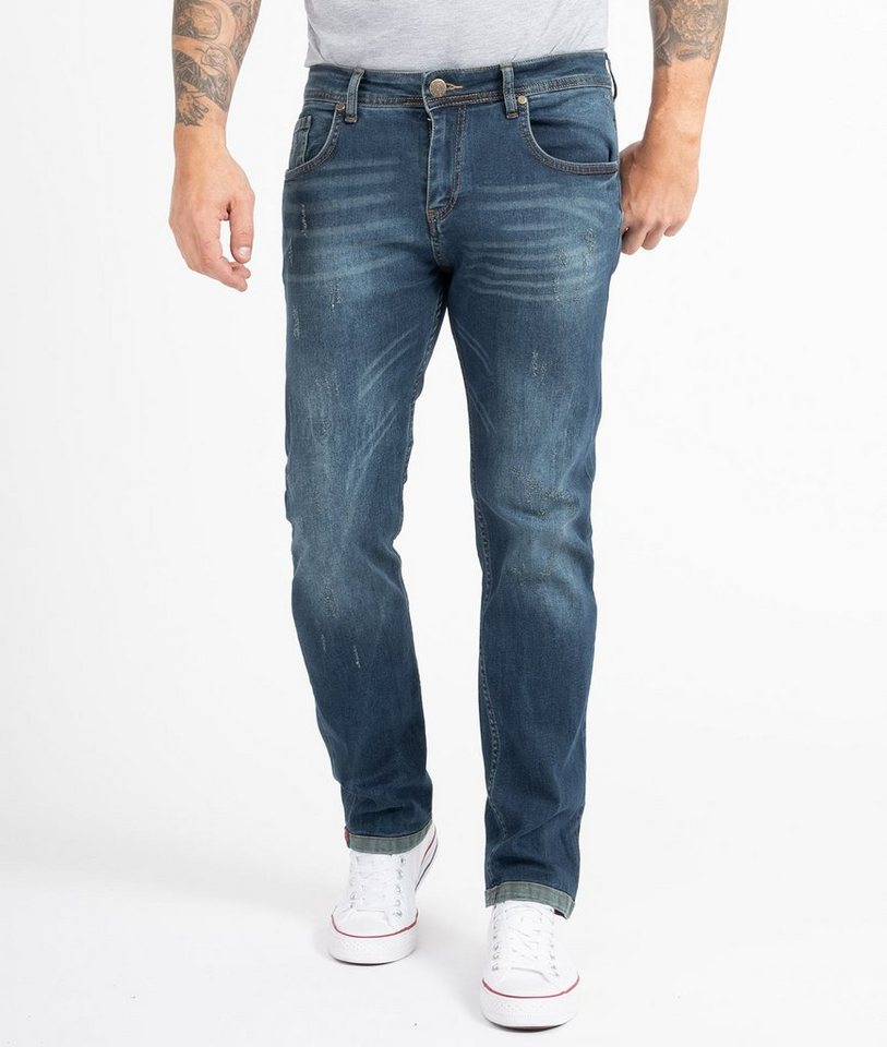 Indumentum Regular-fit-Jeans Herren Jeans Stonewashed Blau IR-504 von Indumentum