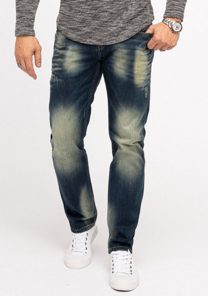 Indumentum Regular-fit-Jeans Herren Jeans Stonewashed Dunkelblau IR-502 von Indumentum