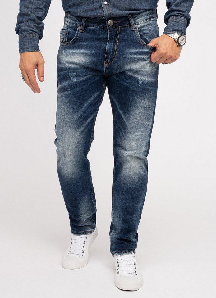 Indumentum Regular-fit-Jeans Herren Jeans Stonewashed Dunkelblau IR-503 von Indumentum