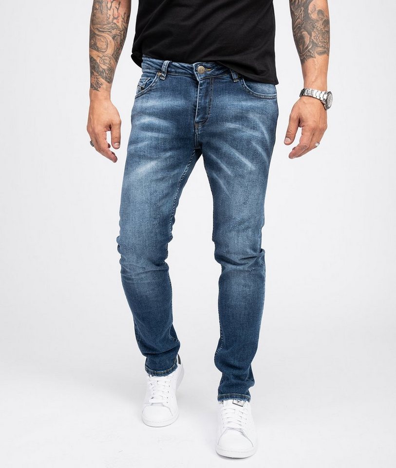 Indumentum Slim-fit-Jeans Herren Jeans Stonewashed Blau IS-300 von Indumentum