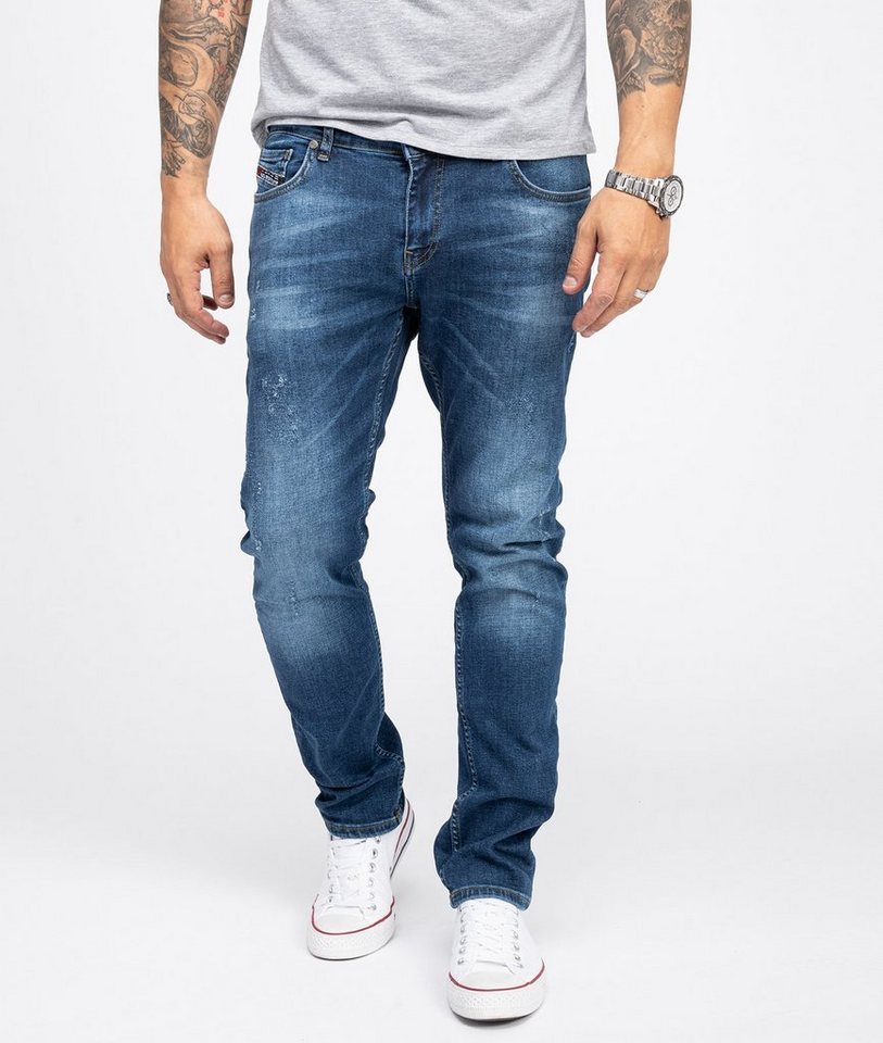 Indumentum Slim-fit-Jeans Herren Jeans Stonewashed Blau IS-301 von Indumentum