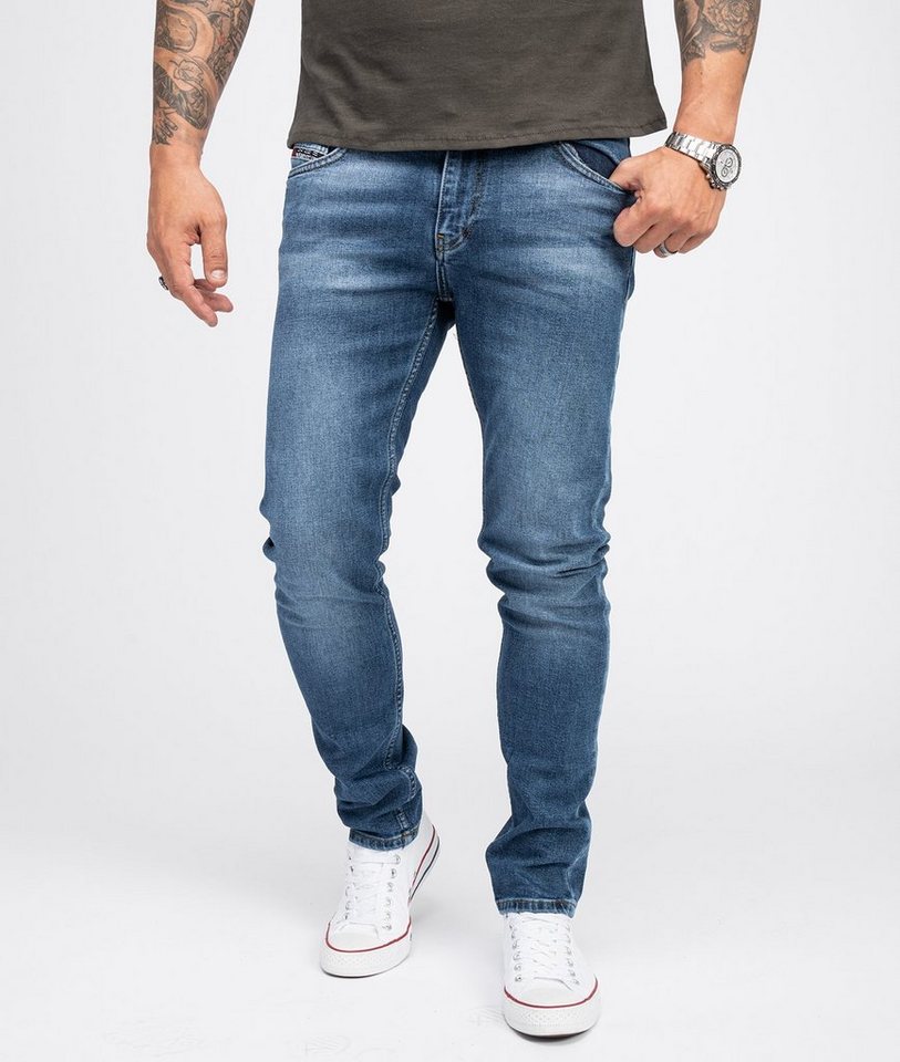Indumentum Slim-fit-Jeans Herren Jeans Stonewashed Blau IS-303 von Indumentum