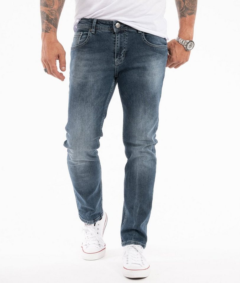 Indumentum Slim-fit-Jeans Herren Jeans Stonewashed Blau IS-307 von Indumentum