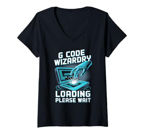 Damen CNC Programming Code Console Nerd Graphic T-Shirt mit V-Ausschnitt Damen CNC Programming Code Console Nerd Graphic T-Shirt mit V-Ausschnitt von Industrial Operator Engineering Apparel