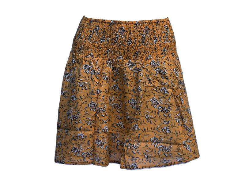 Baumwollrock Damen Rock Senffarben Geblümt von Induswelt
