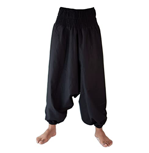 Induswelt Unisex Hippie Haremshose Yogahose einfarbig in 9 Farben (schwarz) von Induswelt