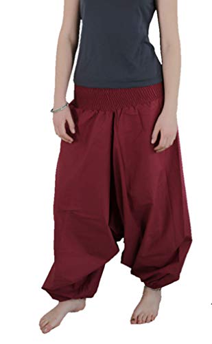 Induswelt Unisex Hippie Haremshose Yogahose einfarbig in 9 Farben (weinrot) von Induswelt