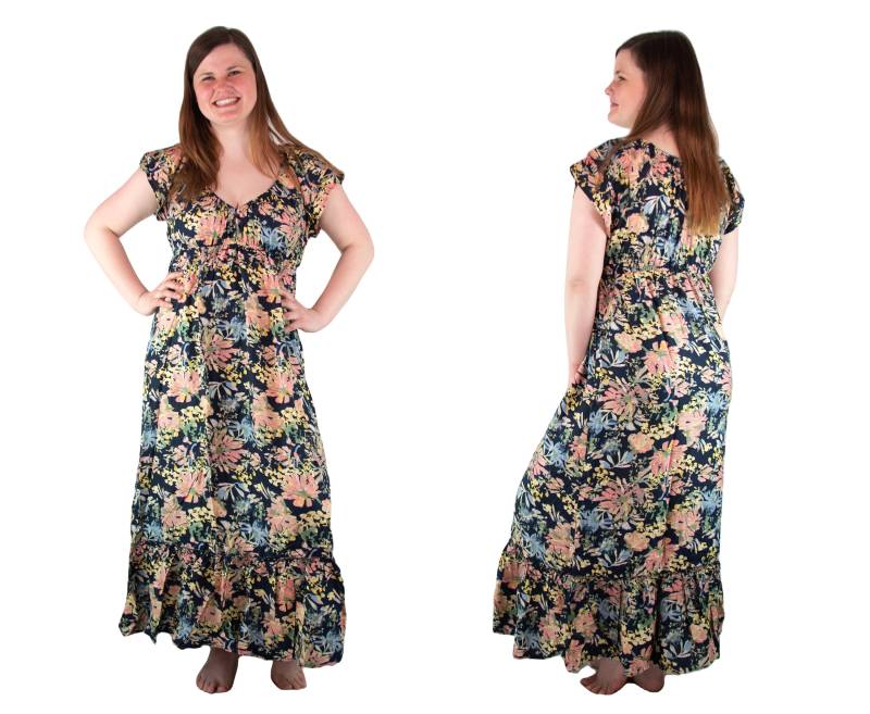 Maxi Damen Kleid Bohemian Geblümt von Induswelt