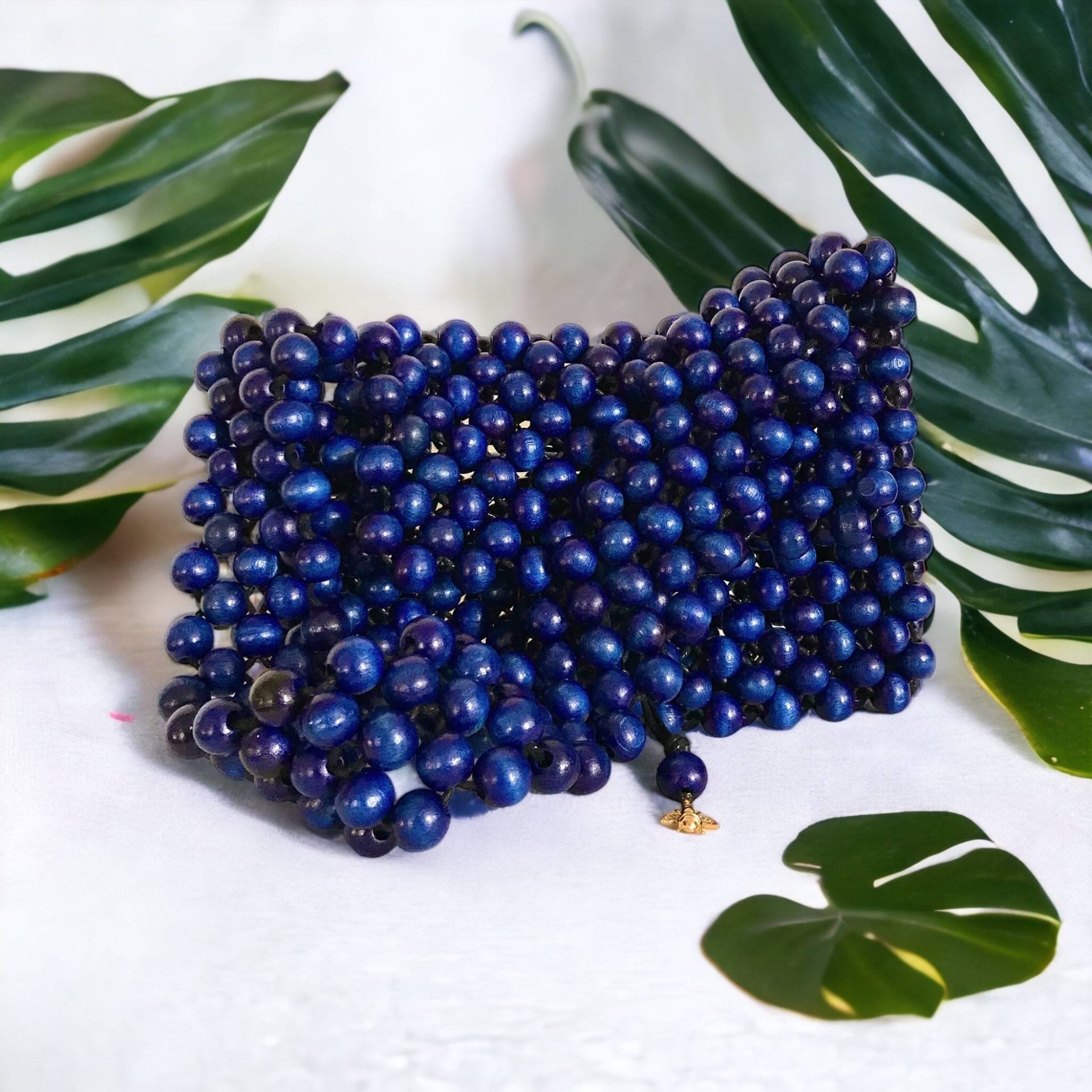 No 3 Blueberry Large Bag, Handgemachte Perlenhandtasche, Holztasche, Perlentasche, Luxustasche, Handtasche von Ineffablebagstore
