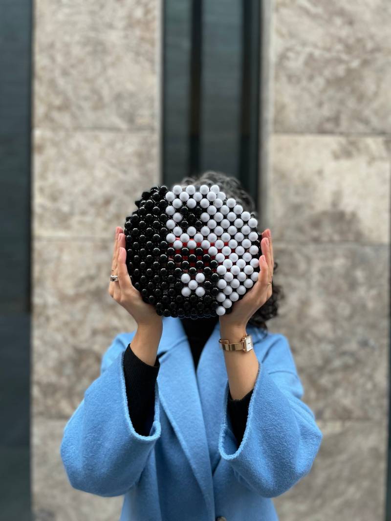 Nr. 11 Yin-Yang-Hexagon Perlentasche, Handgemachte Tasche, Handtaschentasche, Tote-Perlentasche, Luxustasche, Handgelenktasche Nr. 11 Yin-Yang-Hexagon Perlentasche, Handgemachte Tasche, Handtaschentasche, Tote-Perlentasche, Luxustasche, Handgelenktasche von Ineffablebagstore