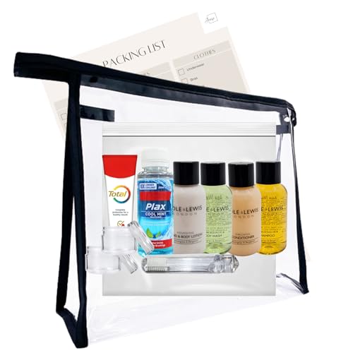 Reise-Toilettenartikel für Männer und Frauen, Essential-Set, Toilettenartikel-Set mit transparenter Reisetasche, inklusive Shampoo, Conditioner, Duschgel, Lotion, Mundwasser, Zahnpasta, Zahnbürste Reise-Toilettenartikel für Männer und Frauen, Essential-Set, Toilettenartikel-Set mit transparenter Reisetasche, inklusive Shampoo, Conditioner, Duschgel, Lotion, Mundwasser, Zahnpasta, Zahnbürste von Inese