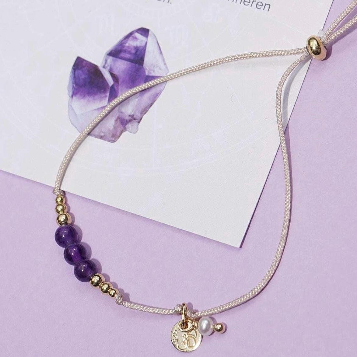 Amethyst Armband Intuition Und Ruhe, Edelstein Schmuck Mit Bedeutung, Affirmation, Geschenk Für Frauen, Handgemacht & Verstellbar von IneziraeSchmuck
