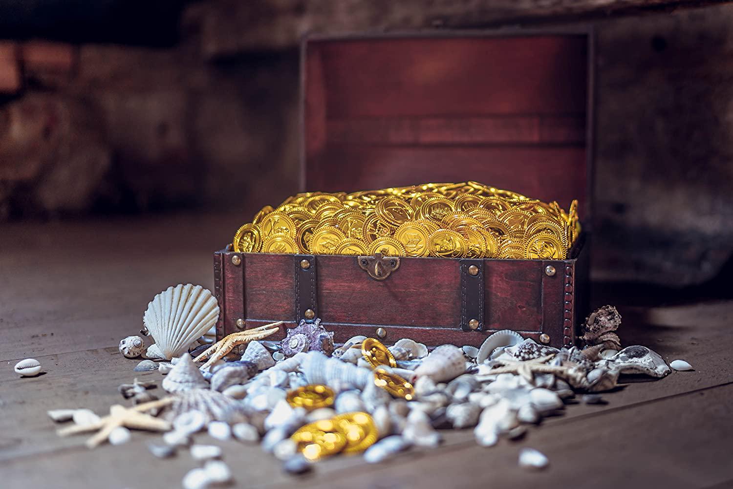 Schatztruhe Kindergeburtstag, Piratenkiste, Geschenk-Box Verschließbar Mit Deckel Und Zahlenschloss, Schatzkiste 30x20x15cm Groß Schatztruhe Kindergeburtstag, Piratenkiste, Geschenk-Box Verschließbar Mit Deckel Und Zahlenschloss, Schatzkiste 30x20x15cm Groß von Infinimo