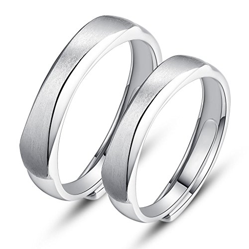 Unendlich U 1PCS Matt poliert Freundschaftsring Ehering Verstellbar 925 Sterling Silber Ring für Herren,Größe 62 (19.7) (Ihre Wörter gravieren) von Infinite U