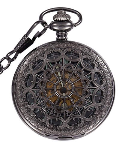 Unendlich U Retro Automatisch Selbstaufzug Mechanische Taschenuhr Leuchtzifferblatt Hohle Spinnennetz Skelett Kettenuhr Pullover Halskette von Infinite U