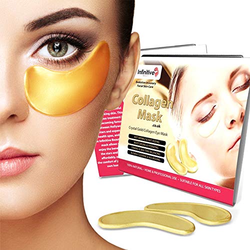 Infinitive Beauty - 4 x Pack New Crystal 24K Gold Powder Gel Collagen Eye Mask Masks Sheet Patch, Anti Ageing Aging, Remove Bags, Dark Circles & Puffiness, Skincare, Anti Wrinkle, Moisturising, Moisture, Hydrating, Uplifting, Whitening, Remove Blemishes & Blackheads Product. Firmer, Smoother, Tone, Regeneration Of Skin. Suitable For Home Use Hot or Cold. von Infinitive Beauty