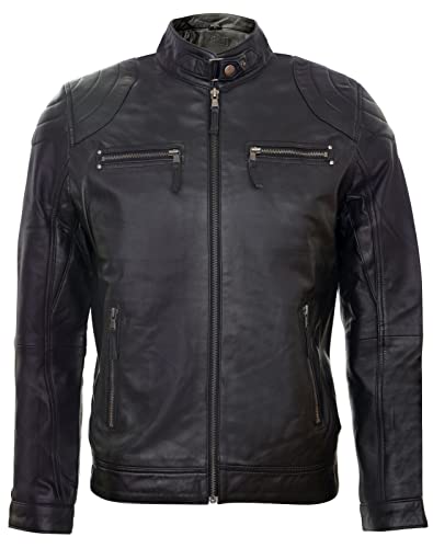 Herren 100% Echtleder Schwarz Moto Rennen Motorrad Fashion Motorrad Jacke Mit Reißverschluss 2XL von Infinity Leather