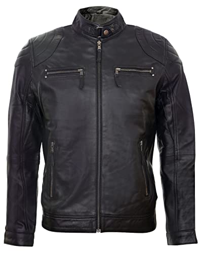 Herren 100% Echtleder Schwarz Moto Rennen Motorrad Fashion Motorrad Jacke Mit Reißverschluss XL von Infinity Leather