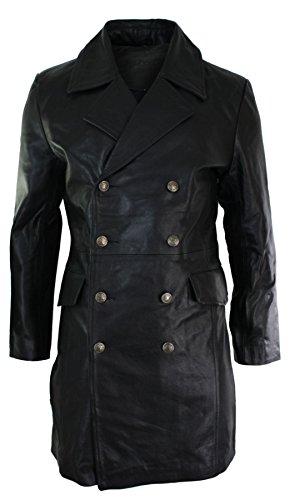 Herren Lederjacke 100% Echtleder Schwarz 3/4 Armee Rock Design Lässig von Infinity Leather