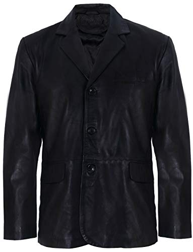 Herren Schwarzes Echtes Leder Blazer Weiche Echte Italienische Schneider Jahrgang Jacke Mantel L von Infinity Leather