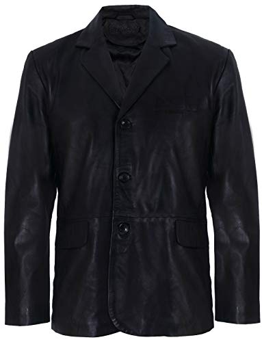 Herren Schwarzes Echtes Leder Blazer Weiche Echte Italienische Schneider Jahrgang Jacke Mantel XL von Infinity Leather
