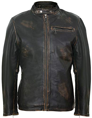 Herren Smart Jahrgang Betrübt Schwarz Leder Bikerjacke Beiläufig Klassisch Moto Rennfahrer Fashion Jacke 2XL Herren Smart Jahrgang Betrübt Schwarz Leder Bikerjacke Beiläufig Klassisch Moto Rennfahrer Fashion Jacke 2XL von Infinity Leather