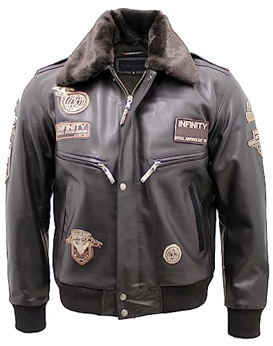 Infinity Herren Bomberjacke aus leder Flug braunem Rindsleder 2XL von Infinity Leather