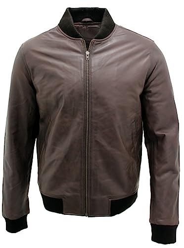 Infinity Herren Retro Braunem Varsity 100% Nappaleder Bomberjacke 5XL von Infinity Leather