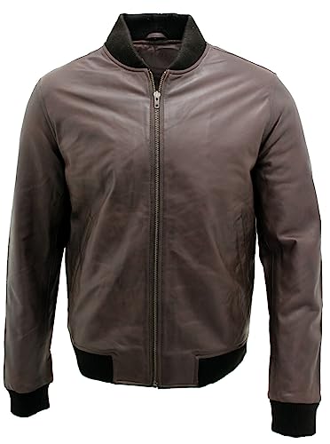 Infinity Herren Retro Braunem Varsity 100% Nappaleder Bomberjacke L von Infinity Leather