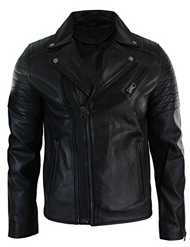 Infinity Herrenjacke 100% Echtleder Slim Fit Vintage Brando Stil Brown Burgund Quer Reißverschluss von Infinity Leather