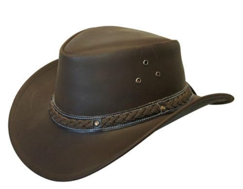 Infinity Leather Australischer Cowboyhut Braun-Westernstil aus echtem Aussie-Bush-Leder Hat von Infinity Leather
