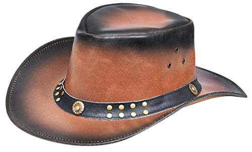 Infinity Leather Australischer Rauchbrauner Western Cowboy Hinterland Aussie Buchse Hut Aus Echtem Leder XL von Infinity Leather