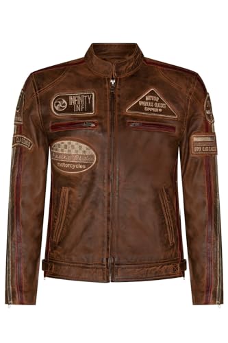 Infinity Leather Bräunen Herren Leder Biker Abzeichen, Rennen Motorradjacke 2XL von Infinity Leather